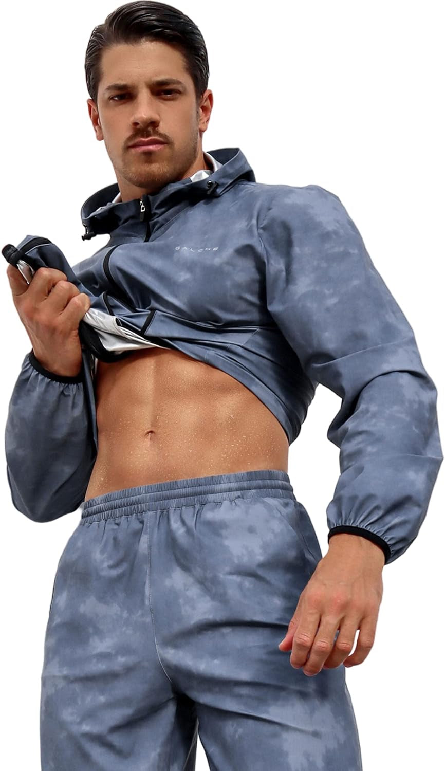 Men'S Sauna Suit 2-Piece Performance Jacket and Pants Set for Weight Loss Workout Boxing
